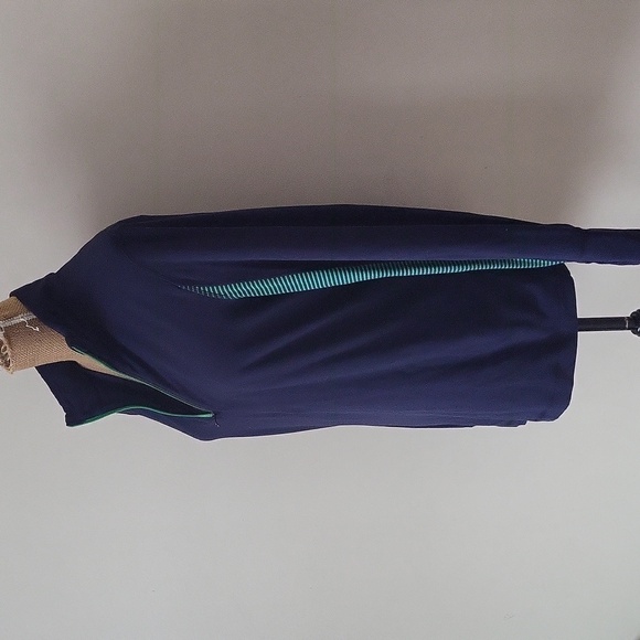 LULULEMON | Men's Navy Neon Green Half-Zip Large Long Sleeve Tee - Picture 4 of 13